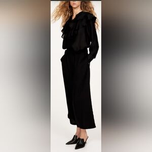 Elastic Waist Culottes with Pockets. Wide Legs